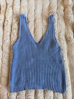 Y/Project Dusty Blue Ribbed V-Neck Knit Tank